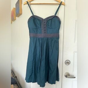 #28 American Eagle teal blue sweetheart neckline cotton dress removable straps